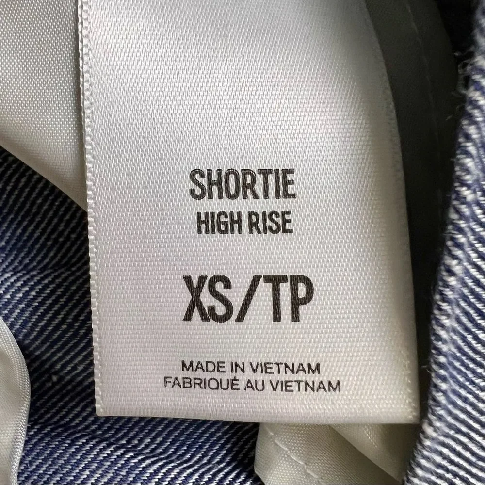 EXPRESS Shortie Linen Blend Paper Bag Tie Belt High Rise 2.5in Shorts Blue XS